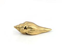 Gold Plated Shell Drawer Knob 5/8" 2" Solid Brass Hardware For Unique Handmade Furniture Coastal Beach Home Decor Kitchen Bathroom Cabinet