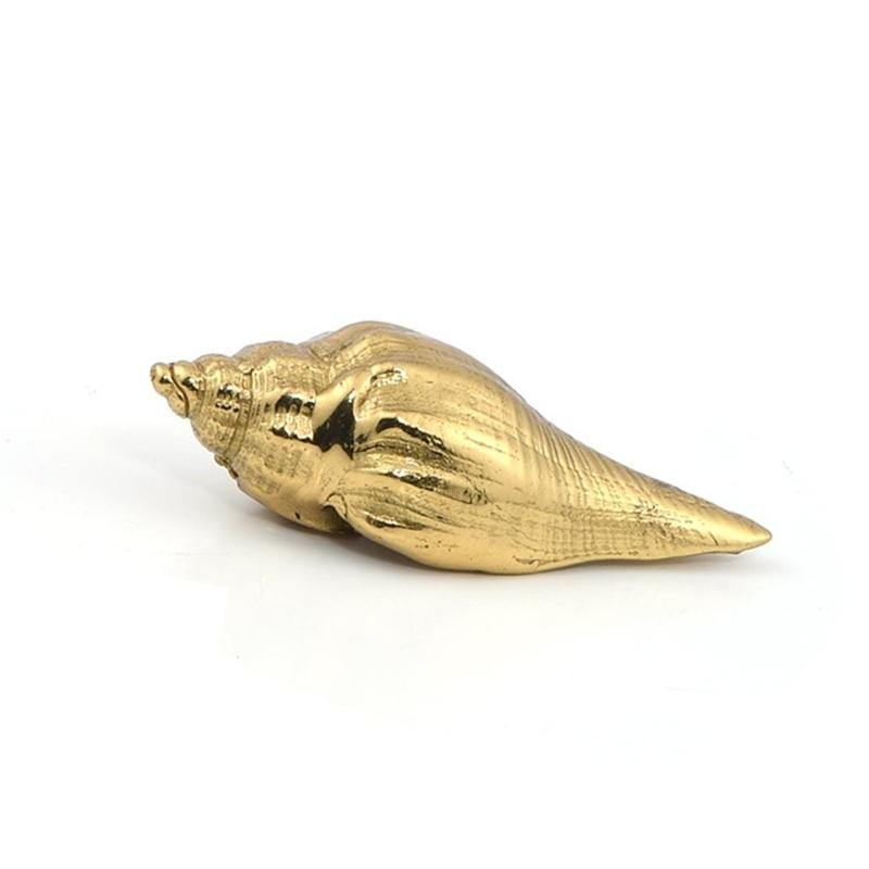 Gold Plated Shell Drawer Knob 5/8" 2" Solid Brass Hardware For Unique Handmade Furniture Coastal Beach Home Decor Kitchen Bathroom Cabinet