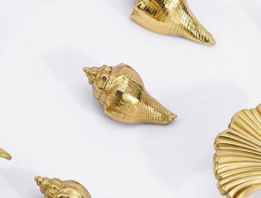 Solid Brass Shell Drawer Knob 21 47mm 7/8" 1 7/8" Gold Color Kitchen Door Drawer Pull Furniture Hardware Wholesale