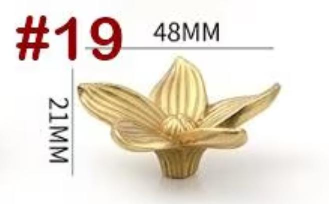 Solid Brass Flower Drawer Knob 21 48mm 7/8" 1 7/8" Gold Color Kitchen Door Drawer Pull Furniture Hardware Wholesale