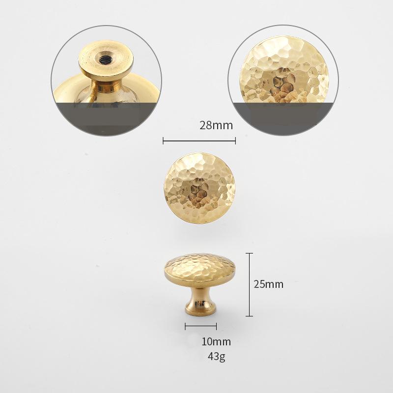 Solid Brass Mushroom Drawer Knob 25 28mm 7/8" 1 1/8" Forged Gold Color Kitchen Door Drawer Pull Furniture Hardware Wholesale