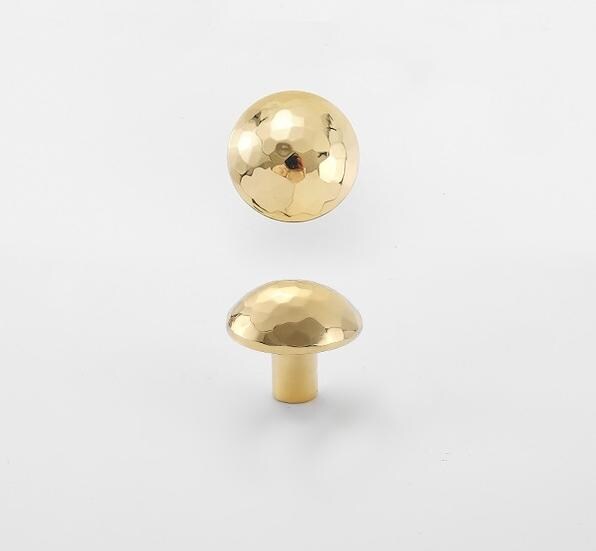 Solid Brass Mushroom Drawer Knob 25 28mm 7/8" 1 1/8" Forged Gold Color Kitchen Door Drawer Pull Furniture Hardware Wholesale