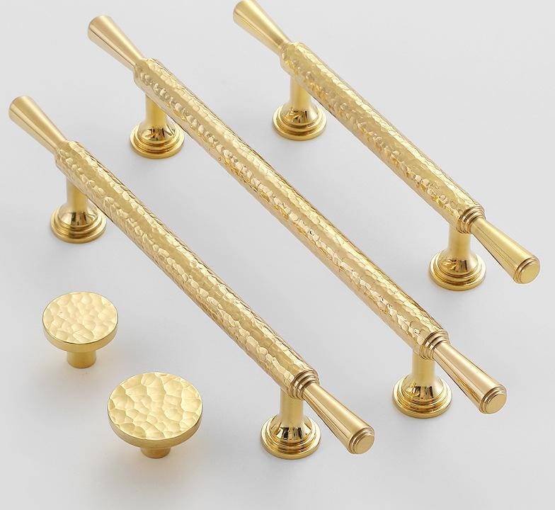 Solid Brass Drawer Pull Handle Forged Gold Color 7 8 9 Inches 173 205 236 mm Kitchen Cabinet Door Furniture Decor Hardware Wholesale