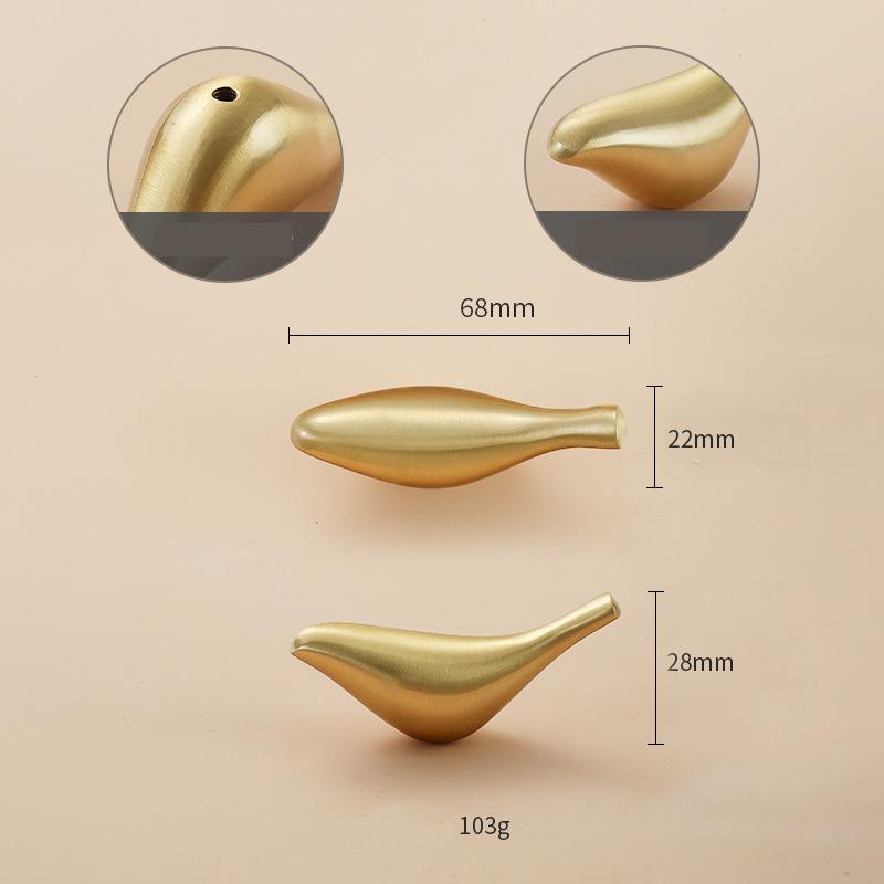 Brushed Solid Brass Bird Drawer Knob 28 68 mm 1 1/8" 2 5/8" Gold Color Kitchen Door Drawer Pull Furniture Hardware Wholesale