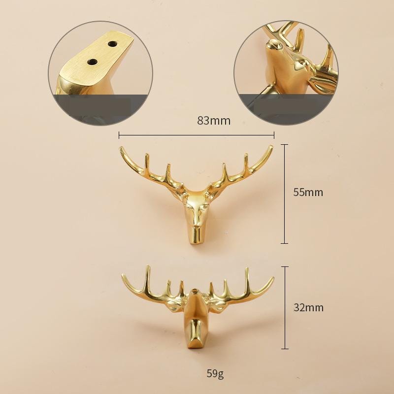 Solid Brass Deer Drawer Knob 83 145 mm 3 1/4" 5 3/4" Gold Color Kitchen Door Drawer Pull Furniture Hardware Wholesale