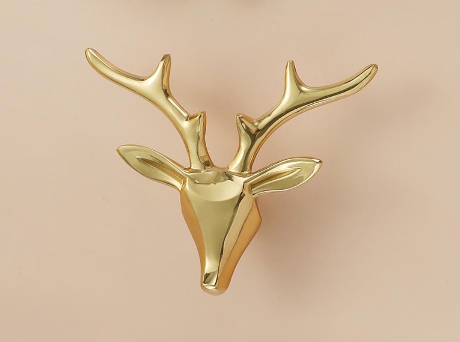 Solid Brass Deer Drawer Knob 73 85 mm 2 7/8" 3 3/8" Gold Color Kitchen Door Drawer Pull Furniture Hardware Wholesale