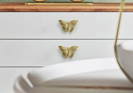 Solid Brass Butterfly Drawer Knob 49 80 mm 2" 3 1/8" Gold Color Kitchen Door Drawer Pull Furniture Hardware Wholesale