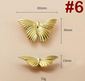 Solid Brass Butterfly Cabinet Pulls & Knobs - Gold Finish Hardware - view 2
