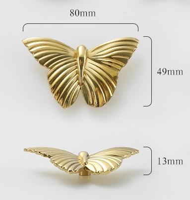 Solid Brass Butterfly Drawer Knob 49 80 mm 2" 3 1/8" Gold Color Kitchen Door Drawer Pull Furniture Hardware Wholesale