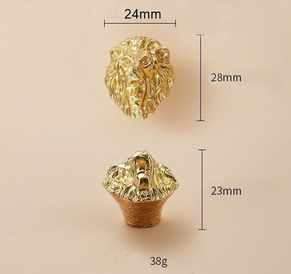 Solid Brass Lion Drawer Knob 28 24 mm 1 1/8" 7/8" Gold Color Kitchen Door Drawer Pull Furniture Hardware Wholesale