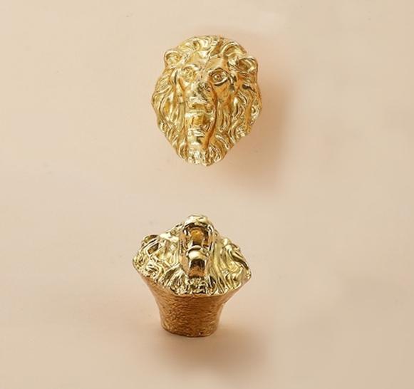 Solid Brass Lion Drawer Knob 28 24 mm 1 1/8" 7/8" Gold Color Kitchen Door Drawer Pull Furniture Hardware Wholesale