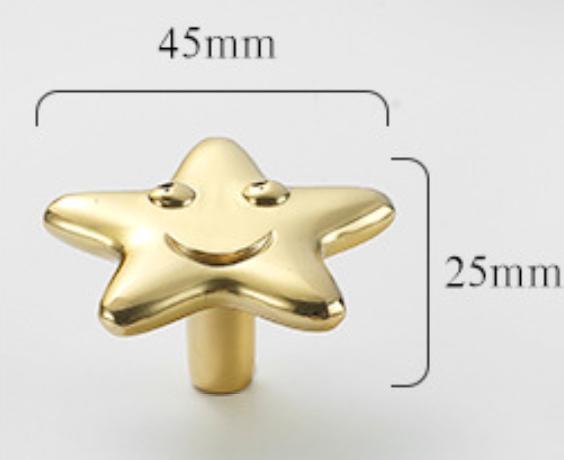 Solid Brass Star Drawer Knob 25 45 mm 1" 1 3/4" Gold Color Kitchen Door Drawer Pull Furniture Hardware Wholesale