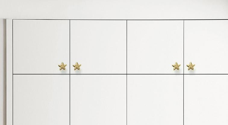 Solid Brass Star Drawer Knob 25 45 mm 1" 1 3/4" Gold Color Kitchen Door Drawer Pull Furniture Hardware Wholesale