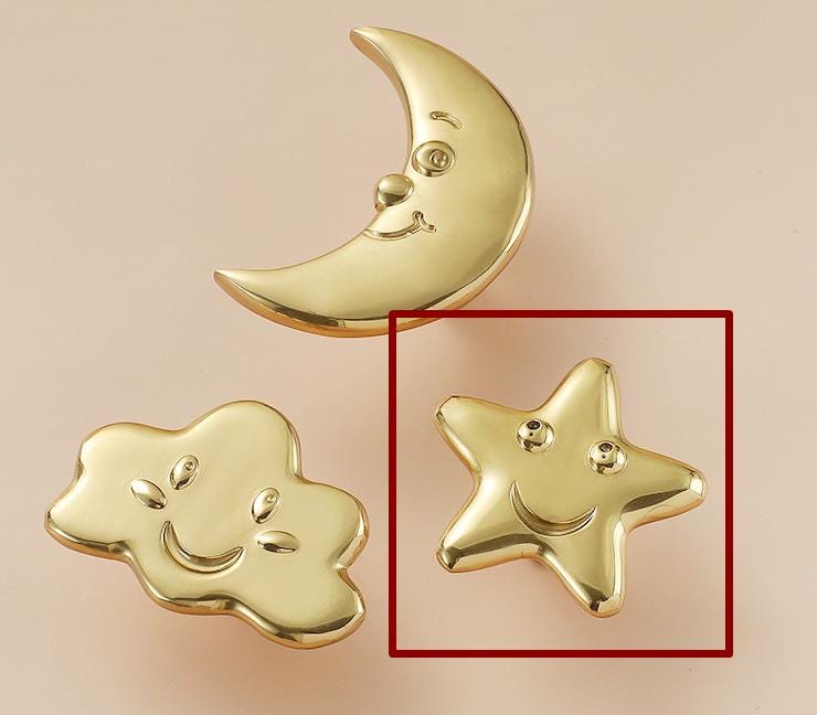 Solid Brass Star Drawer Knob 25 45 mm 1" 1 3/4" Gold Color Kitchen Door Drawer Pull Furniture Hardware Wholesale