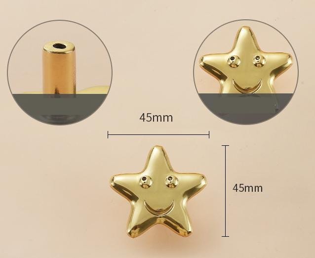 Solid Brass Star Drawer Knob 25 45 mm 1" 1 3/4" Gold Color Kitchen Door Drawer Pull Furniture Hardware Wholesale