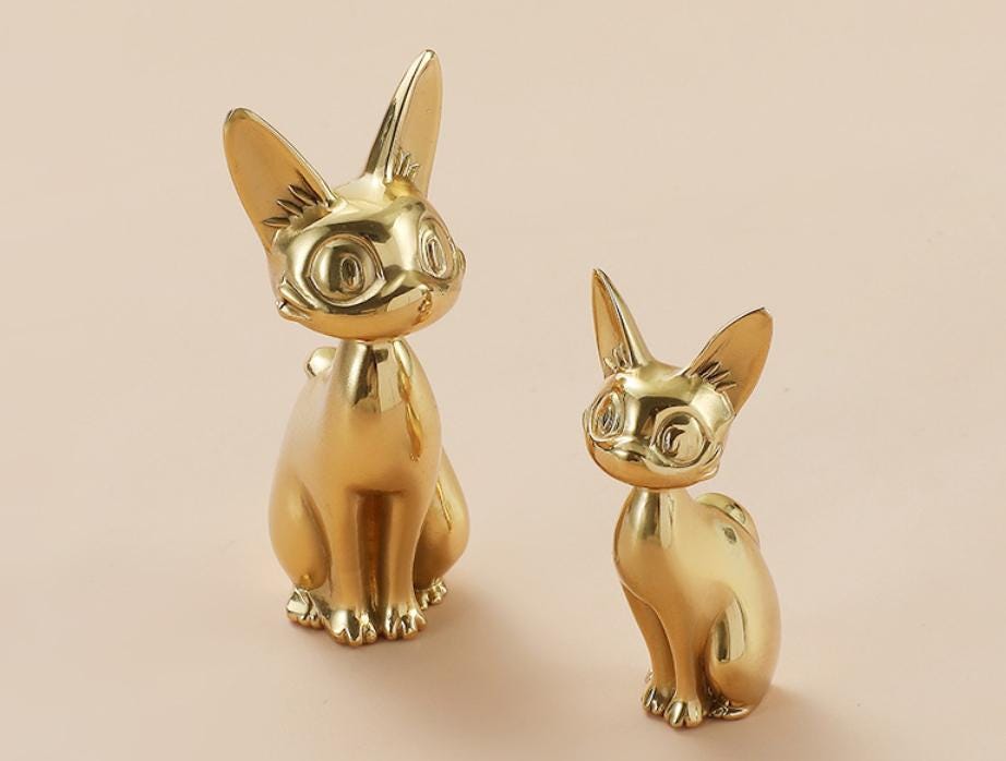 Solid Brass Cat Drawer Knob 55 73 mm 2 1/8" 2 7/8" Gold Color Kitchen Door Drawer Pull Furniture Hardware Wholesale