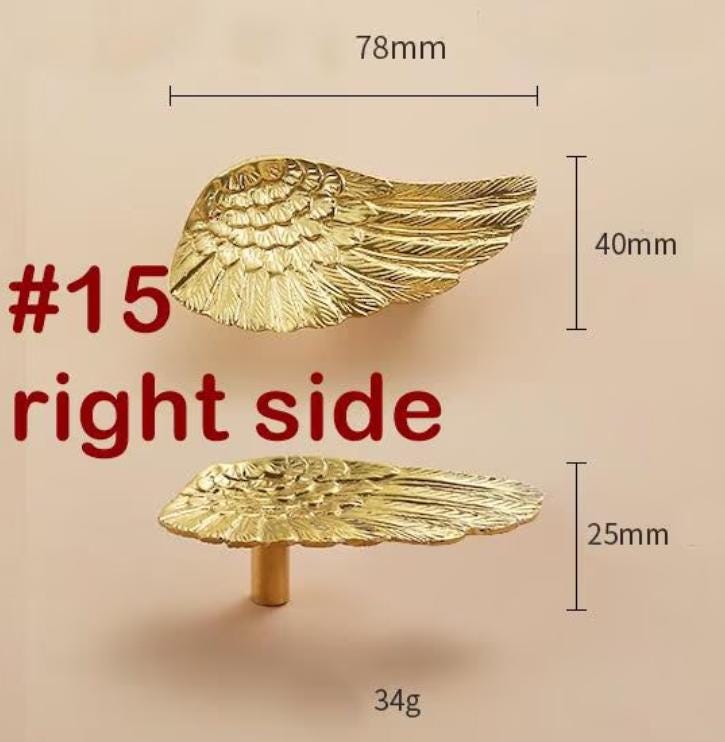 Solid Brass Wings Drawer Knob 40 78 mm 1 5/8" 3 1/8" Gold Color Kitchen Door Drawer Pull Furniture Hardware Wholesale