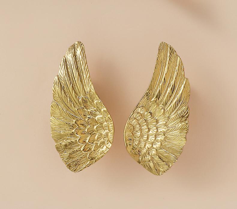Solid Brass Wings Drawer Knob 40 78 mm 1 5/8" 3 1/8" Gold Color Kitchen Door Drawer Pull Furniture Hardware Wholesale
