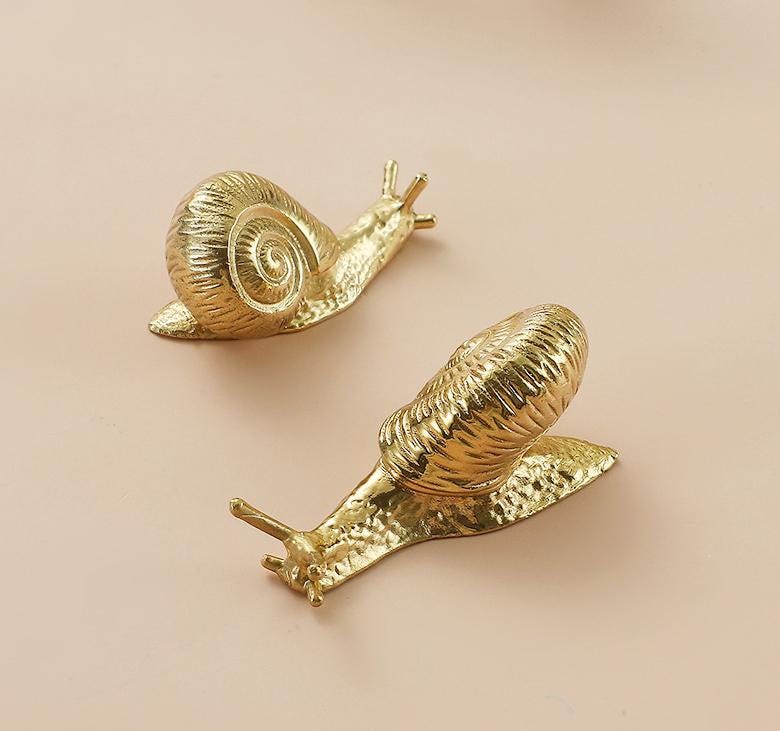 Solid Brass Snail Drawer Knob 42 52 mm 1 5/8" 2" Gold Color Kitchen Door Drawer Pull Furniture Hardware Wholesale