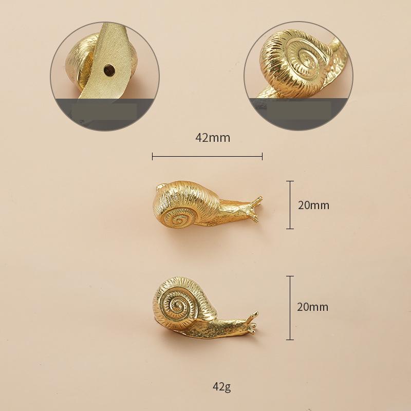 Solid Brass Snail Drawer Knob 42 52 mm 1 5/8" 2" Gold Color Kitchen Door Drawer Pull Furniture Hardware Wholesale