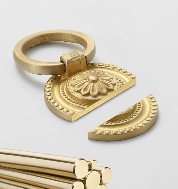 Solid Brass Flower Drawer Knob 25 30 mm 1 1 1/8 Inches Gold Color Kitchen Door Drawer Pull Furniture Hardware Wholesale