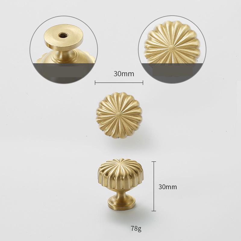 Solid Brass Flower Drawer Knob 30 mm 1 1/8 Inches Gold Color Kitchen Door Drawer Pull Furniture Hardware Wholesale