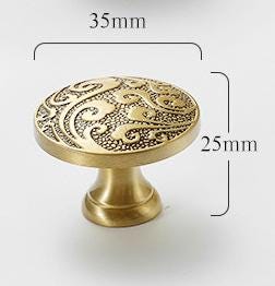 Solid Brass Flower Drawer Knob 25 35 mm 1 1 3/8 Inches Gold Color Kitchen Door Drawer Pull Furniture Hardware Wholesale