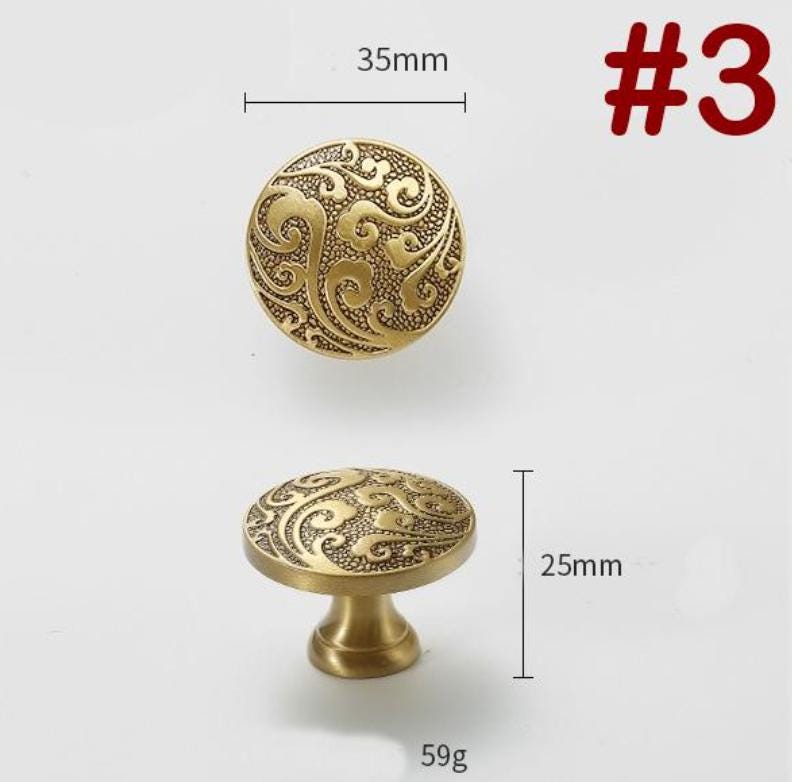 Solid Brass Flower Drawer Knob 25 35 mm 1 1 3/8 Inches Gold Color Kitchen Door Drawer Pull Furniture Hardware Wholesale