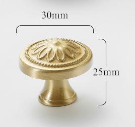 Solid Brass Flower Drawer Knob 25 30 mm 1 1 1/8 Inches Gold Color Kitchen Door Drawer Pull Furniture Hardware Wholesale