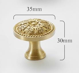 Solid Brass Flower Drawer Knob 30 35 mm 1 1/8 1 3/8 Inches Gold Color Kitchen Door Drawer Pull Furniture Hardware Wholesale