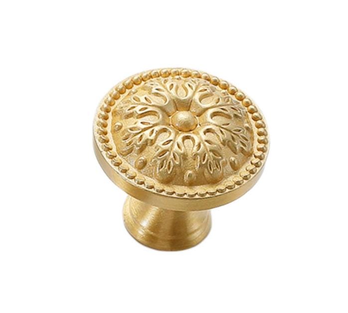 Solid Brass Flower Drawer Knob 30 35 mm 1 1/8 1 3/8 Inches Gold Color Kitchen Door Drawer Pull Furniture Hardware Wholesale