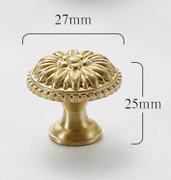 Solid Brass Flower Drawer Knob 25 27 mm 1 1 1/8 Inches Gold Color Kitchen Door Drawer Pull Furniture Hardware Wholesale