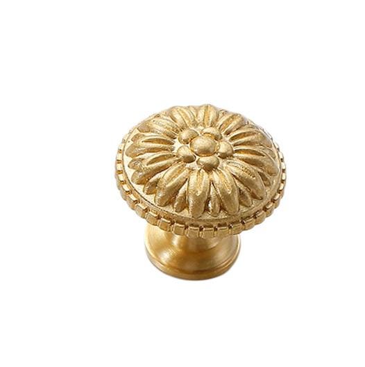 Solid Brass Flower Drawer Knob 25 27 mm 1 1 1/8 Inches Gold Color Kitchen Door Drawer Pull Furniture Hardware Wholesale