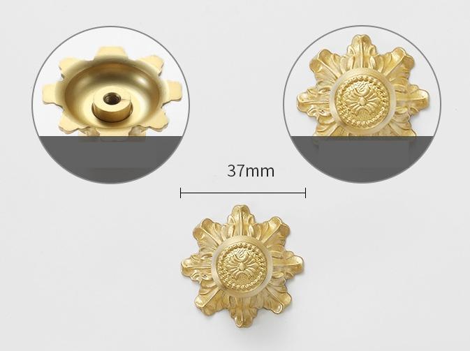 Solid Brass Flower Drawer Knob 25 37 mm 1 1 1/2 Inches Gold Color Kitchen Door Drawer Pull Furniture Hardware Wholesale