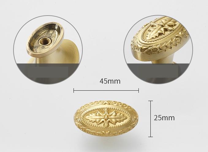 Solid Brass Flower Drawer Knob 30 45 mm 1 1/8 1 3/4 Inches Gold Color Kitchen Door Drawer Pull Furniture Hardware Wholesale