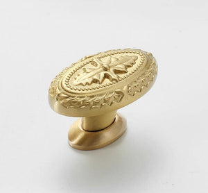 Solid Brass Floral Cabinet Pulls & Knobs - Gold Finish for Cabinets - #12 / 1pc