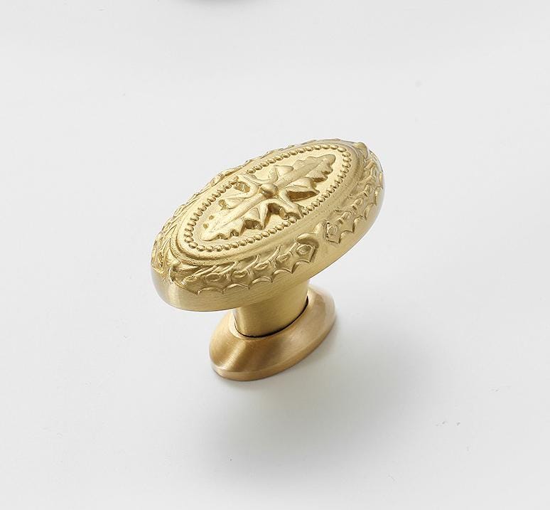 Solid Brass Flower Drawer Knob 30 45 mm 1 1/8 1 3/4 Inches Gold Color Kitchen Door Drawer Pull Furniture Hardware Wholesale