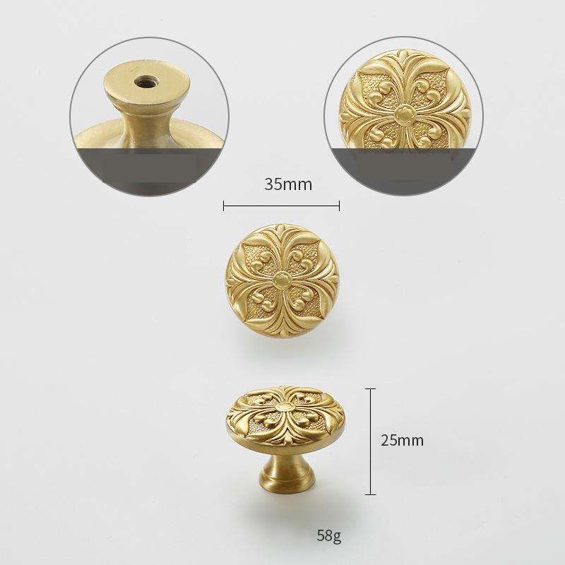 Solid Brass Flower Drawer Knob 25 35 mm 1 1 3/8 Inches Gold Color Kitchen Door Drawer Pull Furniture Hardware Wholesale
