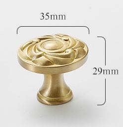 Solid Brass Flower Drawer Knob 29 35 mm 1 1/8 1 3/8 Inches Gold Color Kitchen Door Drawer Pull Furniture Hardware Wholesale