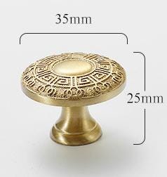 Solid Brass Pattern Drawer Knob 25 35 mm 1 1 3/8 Inches Gold Color Kitchen Door Drawer Pull Furniture Hardware Wholesale