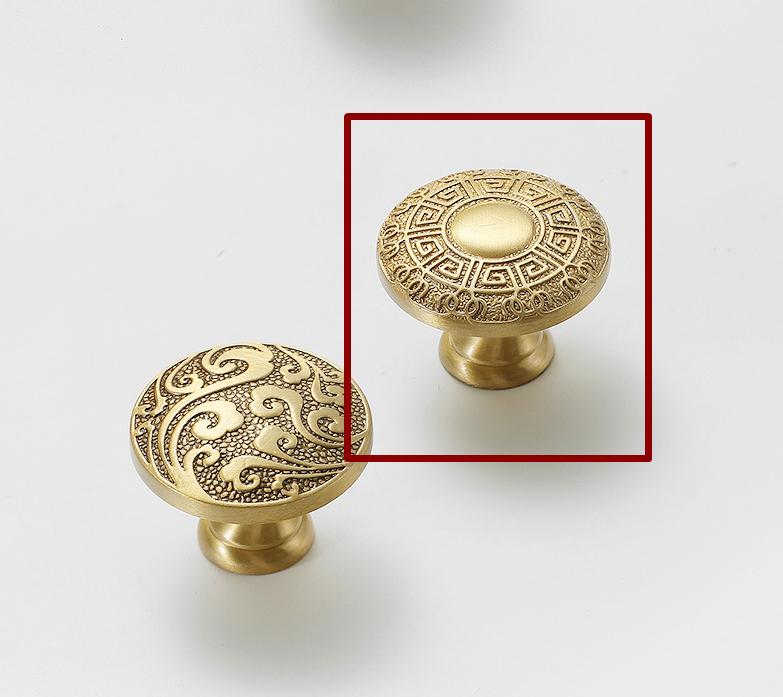 Solid Brass Pattern Drawer Knob 25 35 mm 1 1 3/8 Inches Gold Color Kitchen Door Drawer Pull Furniture Hardware Wholesale