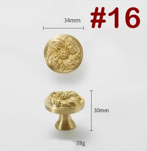 Solid Brass Floral Cabinet Pulls & Knobs - Gold Finish for Cabinets - view 2