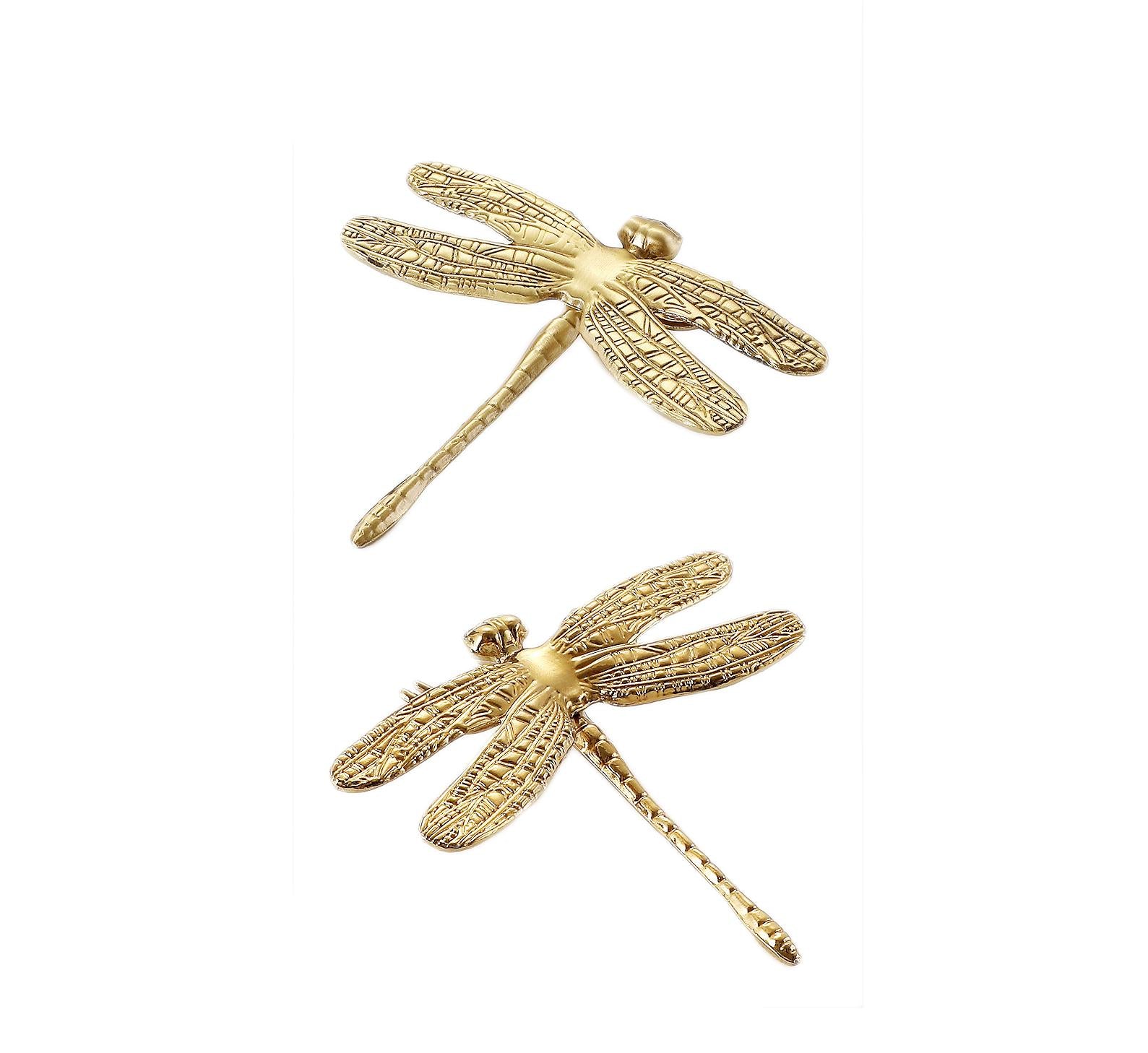 Brushed Solid Brass Dragonfly Drawer Knob 20 80 mm 3/4" 3 1/8" Brass Gold Color Kitchen Door Drawer Pull Furniture Hardware Wholesale