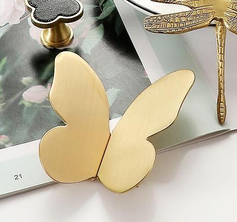 Brushed Solid Brass Butterfly Drawer Knob 38 74 mm 1 1/2" 3" Brass Color Kitchen Door Drawer Pull Furniture Hardware Wholesale