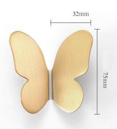 Brushed Solid Brass Butterfly Drawer Knob 38 74 mm 1 1/2" 3" Brass Color Kitchen Door Drawer Pull Furniture Hardware Wholesale