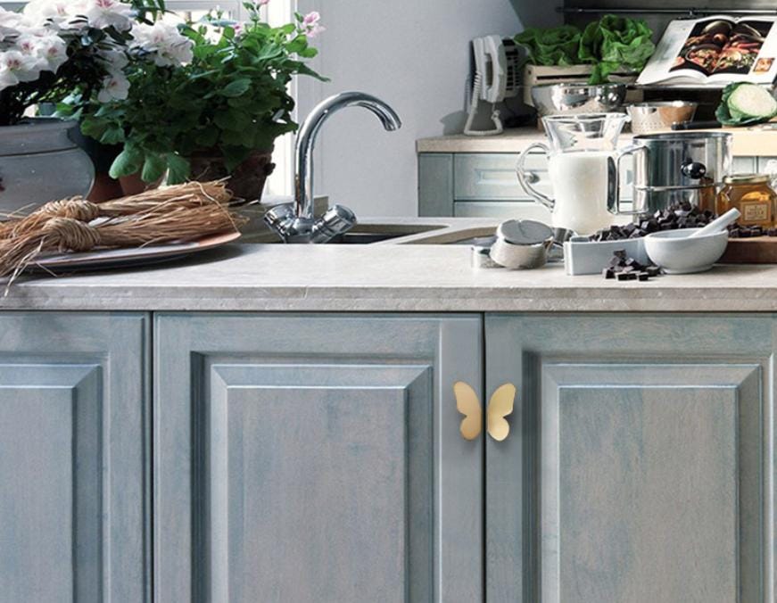 Brushed Solid Brass Butterfly Drawer Knob 38 74 mm 1 1/2" 3" Brass Color Kitchen Door Drawer Pull Furniture Hardware Wholesale