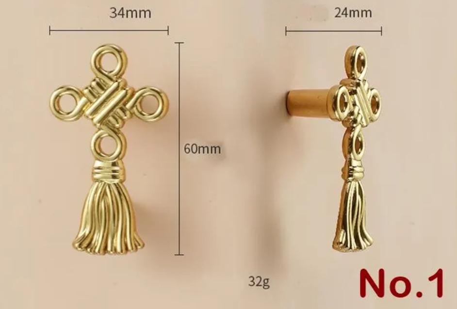 Solid Brass Tassel Drawer Knob 34 60 mm 1 3/8 2 3/8 Inches Gold Color Kitchen Door Drawer Pull Furniture Hardware Wholesale