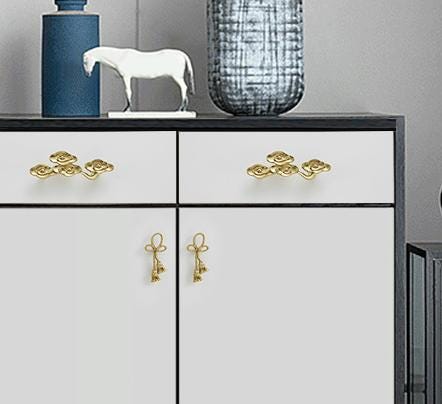 Solid Brass Floral Cabinet Pulls & Knobs - Gold Finish for Cabinets - view 5