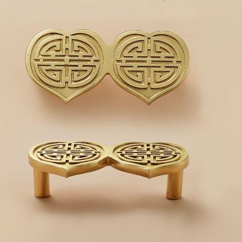 Solid Brass Heart Drawer Pull Handle 24 80 mm 1 3 1/8 Inches Gold Color Kitchen Door Drawer Pull Furniture Hardware Wholesale