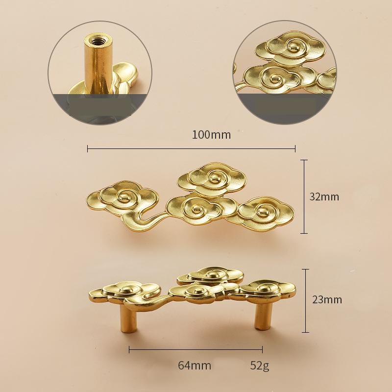 Solid Brass Flowers Drawer Knob 23 100 mm 7/8 4 Inches Gold Color Kitchen Door Drawer Pull Furniture Hardware Wholesale